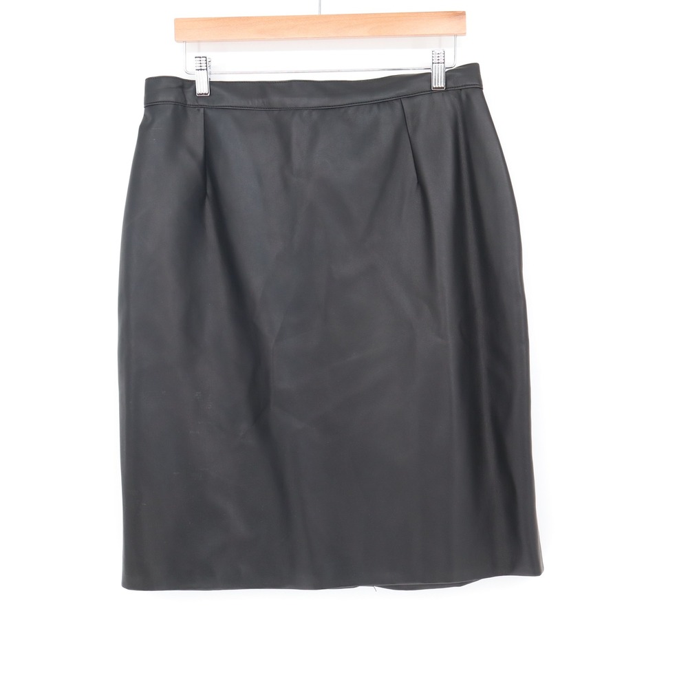 Atlantic Beach Skirt Womens 1X Pencil Black Faux Leather Elastic Back Excellent